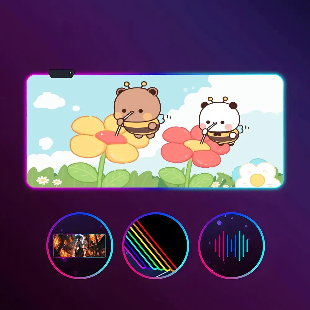 

Anime Bubu Dudu Mouse Pad RGB Luminous 900X400mm Large Table Mat Non-slip Extra Large Game Office Mouse Pad