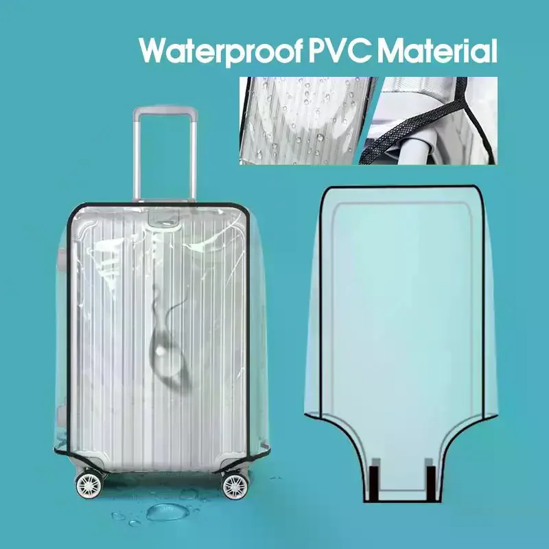 Travel Transparent Luggage Protector Cover Waterproof Dustproof Wear Resistant PVC for 20-30 Inch Suitcase