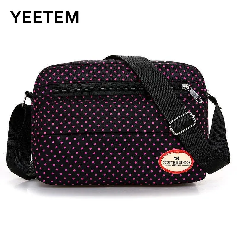 Women\'s Crossbody Bags Summer New Polka Dot Multicolor Printed Canvas Trend Shoulder Nylon Leisure Messenger Bag