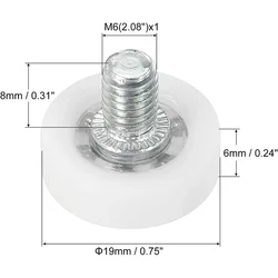 Plastic Drawer Pulley Replacement Wheels Threaded Rod Size M6x1 Wheel Diameter 19mm 22mm 25mm 26mm 29mm Pack Of 8