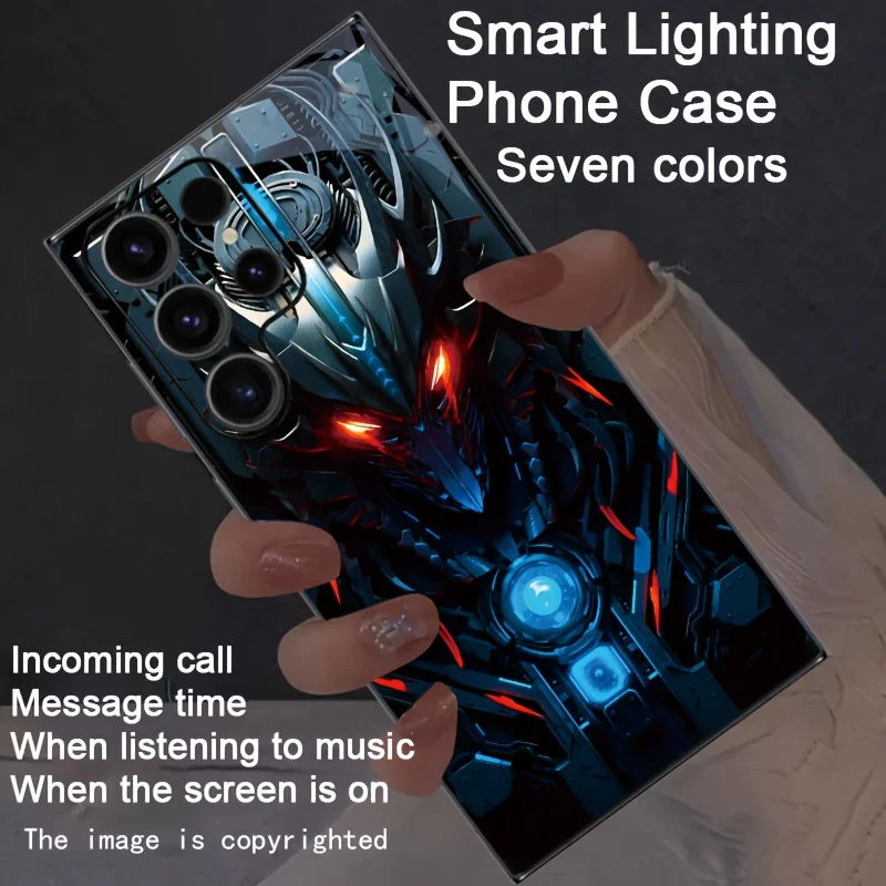 Mecha Robot Armor Smart Lighting Phone Case For Samsung Z fold 7 6 5 4 8 S26 S25 S24 Note 20 Ultra S23 Plus Mechanical LED Cover