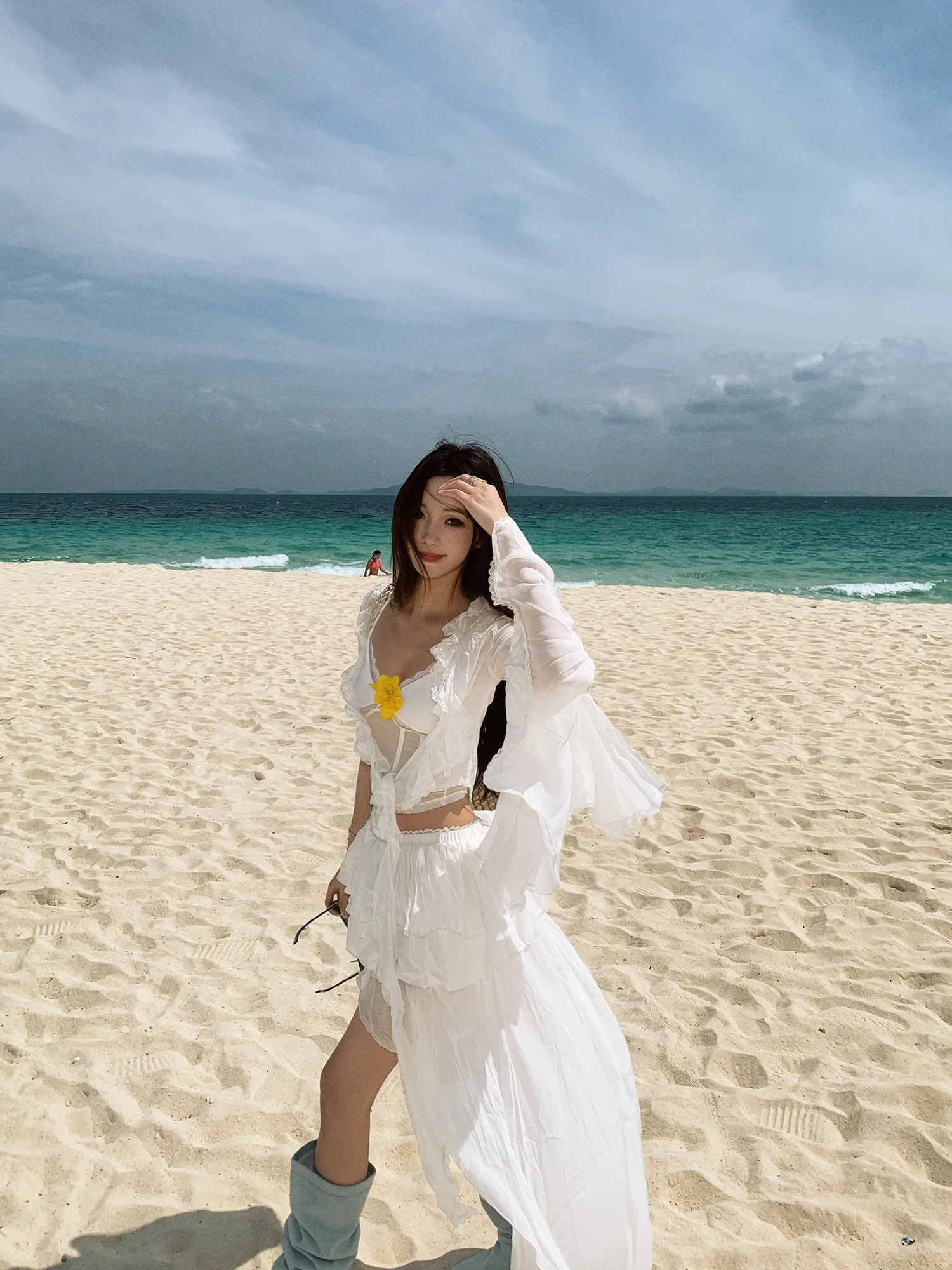 

Original Design One Aa Retro Sle Women's White Chiffon irt Spicy Girl Spring Summer New Arrival Loose Fit Long Sve