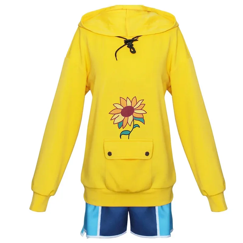 Nene 2025 Anime Wonder Egg Priority Ohto Ai Cosplay sudadera para mujer peluca ropa de Halloween Sudadera con capucha jersey de girasol amarillo