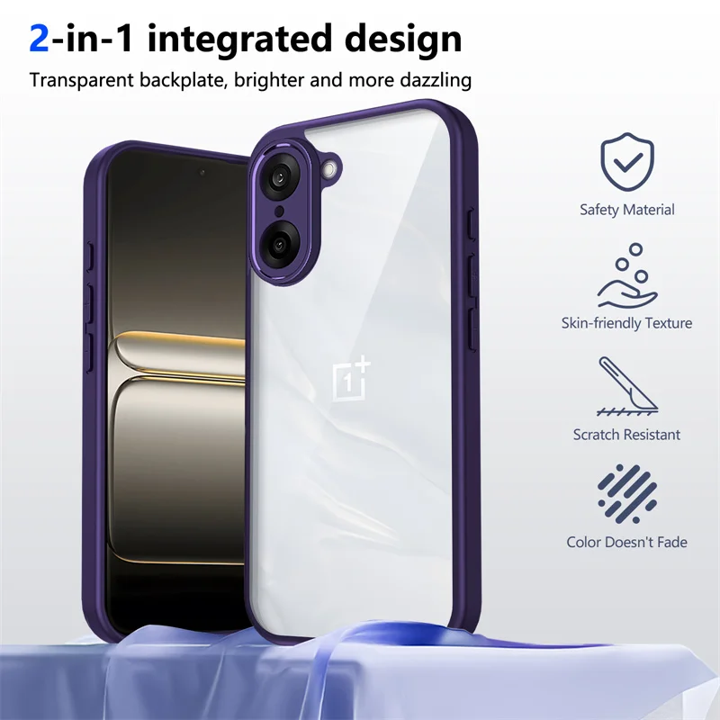 OnePlus Nord CE5 CPH2719 Case Shockproof Silicone TPU Bumper with Clear Back Hard Cover Phone Case for OnePlus Nord CE 5 CPH2719