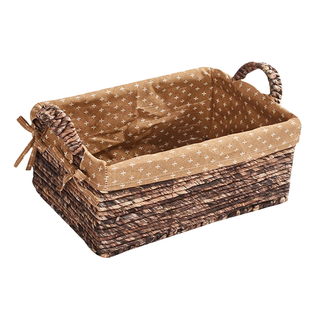 

Storage Baskets Rattan Sundries Holder Desktop Decor Container Corn Husk Brown Organizer Bin