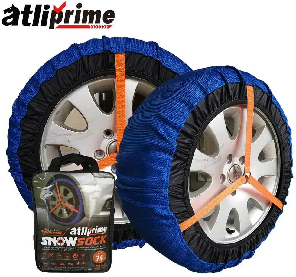 atliprime 2pcs Anti-Skid Safety Ice Mud Tires Snow Chains Auto Snow Chains Fabric Tire Chains Auto Snow Sock on Ice and Snowy Ro