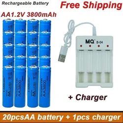 High Quality 1.2V Rechargeable Battery, AA3800NI-MH Battery+USBcharger, Alkaline Technology, for Remote Control, Toys/computer