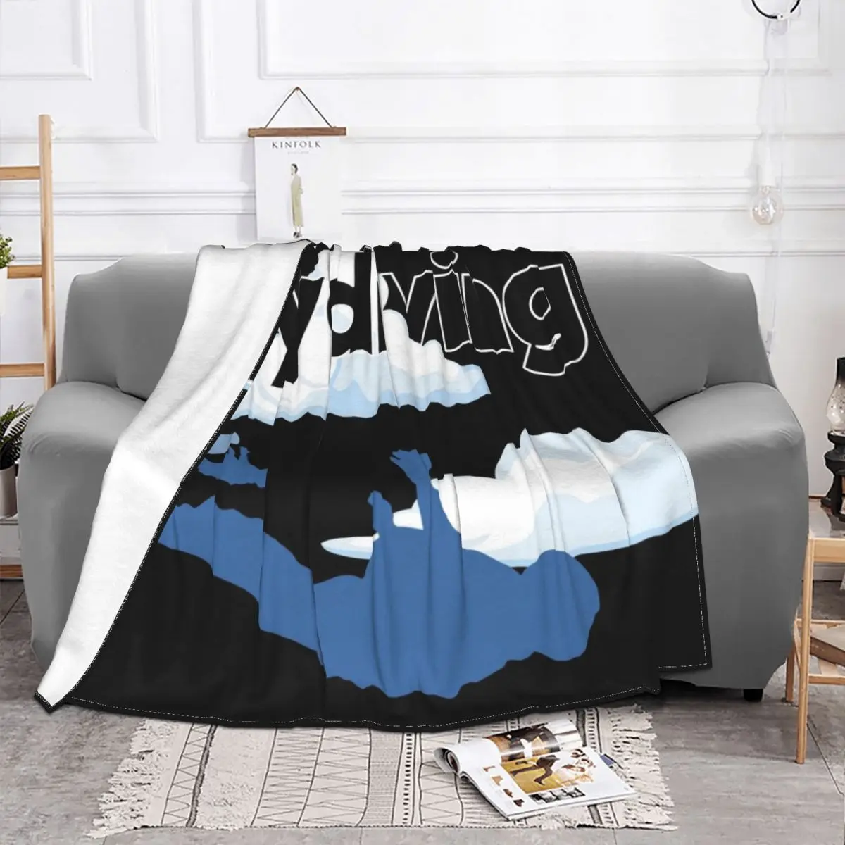 Parachuting Blanket Fleece Flannel All Season Cute Lightweight Thin Skydive Gift Throw Blankets For home Rug Piece