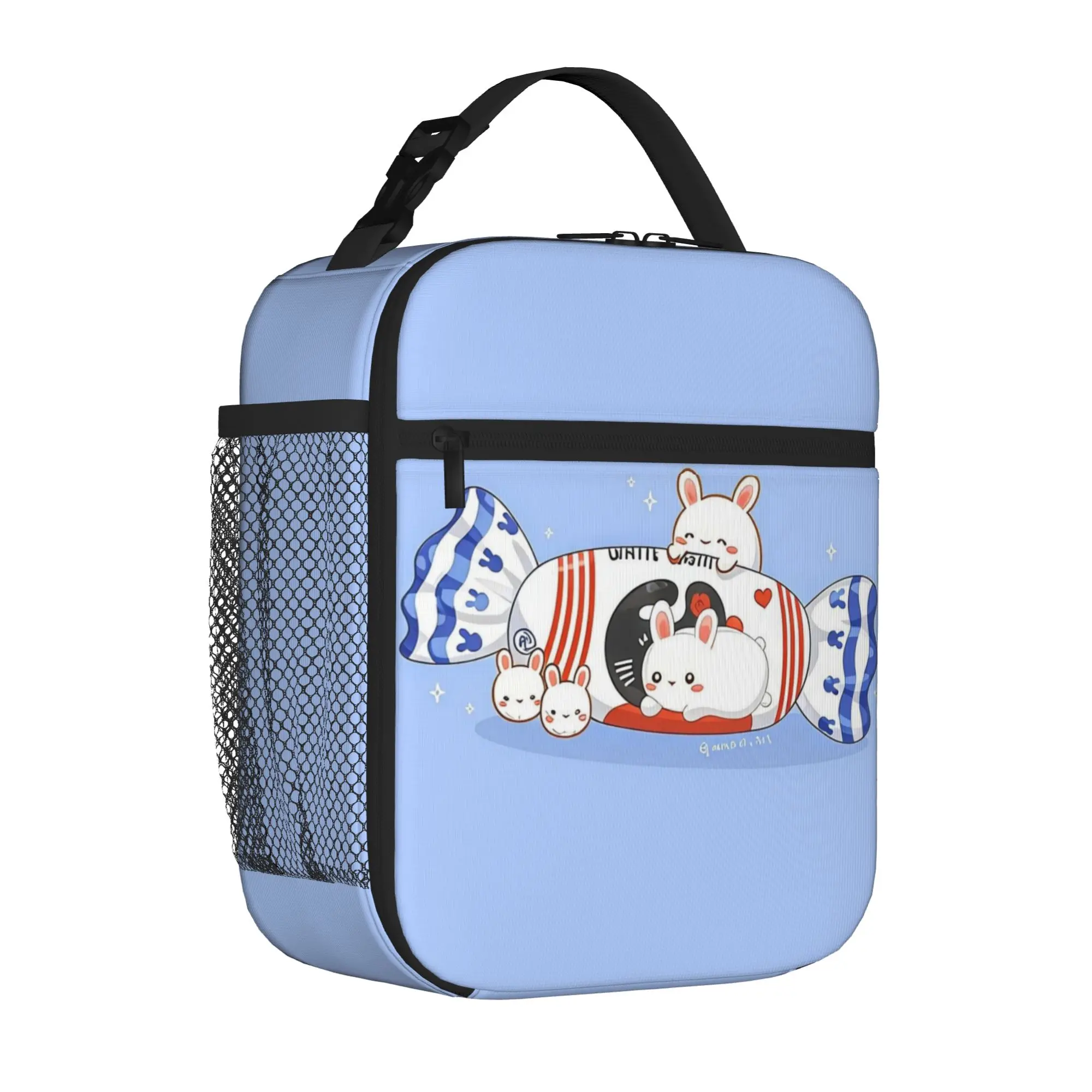 1 Piece Portable Lunch Container treat  Zipper Closure Durable Pocket White Rabbit For Lunch Box Bag