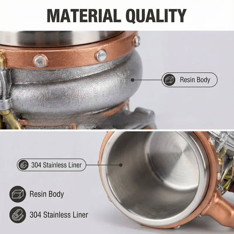 Creative Engine Turbo Design Resin Stainless Steel Tumbler Unique Office Coffee Cup Personalized Home Drinkware Gift for Car