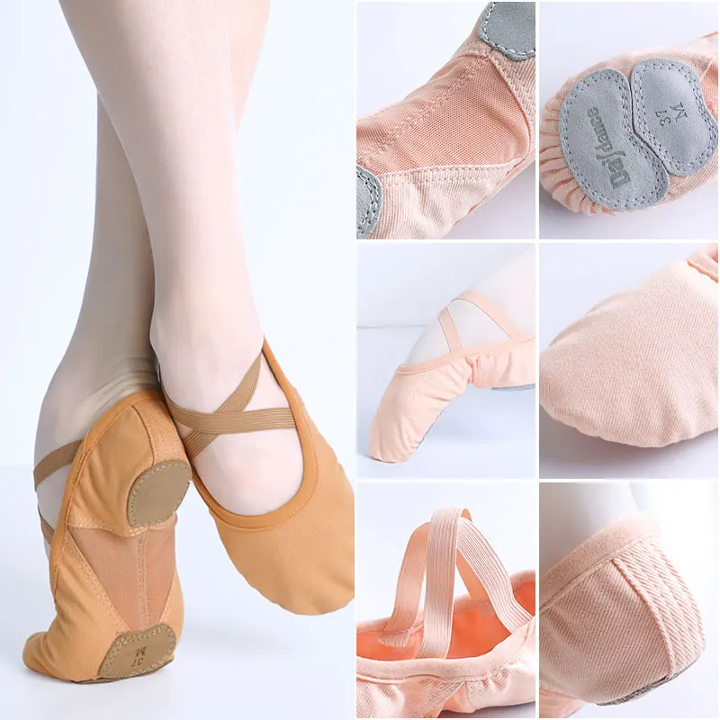 Adult Three Split Sole Ballet Shoes Dance Flats Women Elastic Canvas Dance Shoes Twill Ballet Slippers Gymnastic Shoes