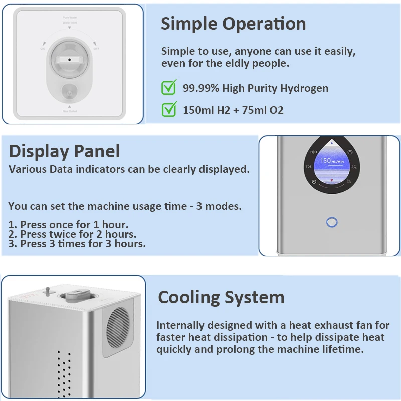 Portable Molecular Hydrogen Breathing Machine Browns Gas H2 Water Ionizer Generator Pro150 Mini Hydrogen Inhalation Machine