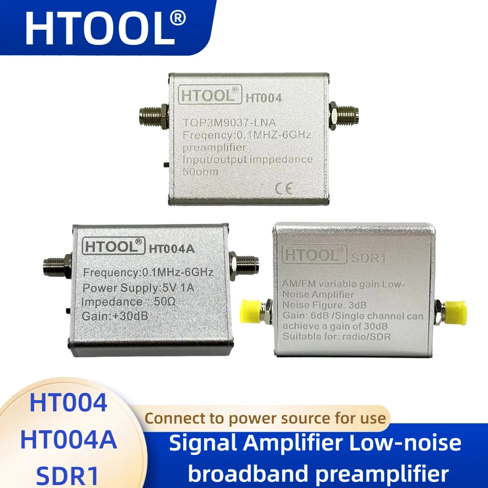 HT004/HT004A Signal Amplifier Low Noise 100k-6GHz Wideband Preamplifier SDR1 FM Radio Antenna Signal Amplifier 65-162.5MHz