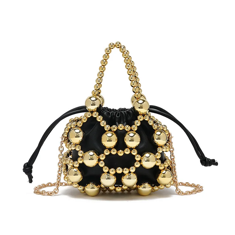 Handmade Beaded Bag For Women Luxury Hollow-out Woven Bead Party Mini Handbag Exquisite Women's Clutch Bag