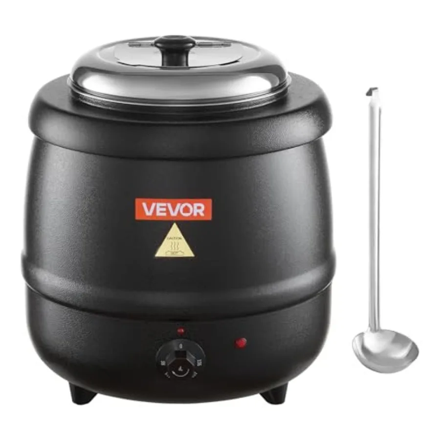 

Electric Soup Warmer 10QT Commercial Soup Kettle with 304 Stainless Steel Detachable Insert Pot 95~176°F Adjustable Temperature