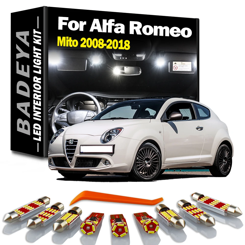 11 sztuk LED Wewnętrzne oświetlenie drzwi z mapą Zestaw żarówek wewnętrznych do Alfa Romeo Mito 955 2008-2015 2016 2017 2018 Lampa bagażnika pojazdu Canbus