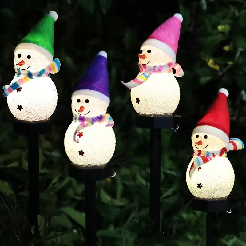 2024 natale pupazzo di neve luci solari spina di terra lampada da esterno LED decorazione di capodanno luci paesaggistiche impermeabili balcone 388