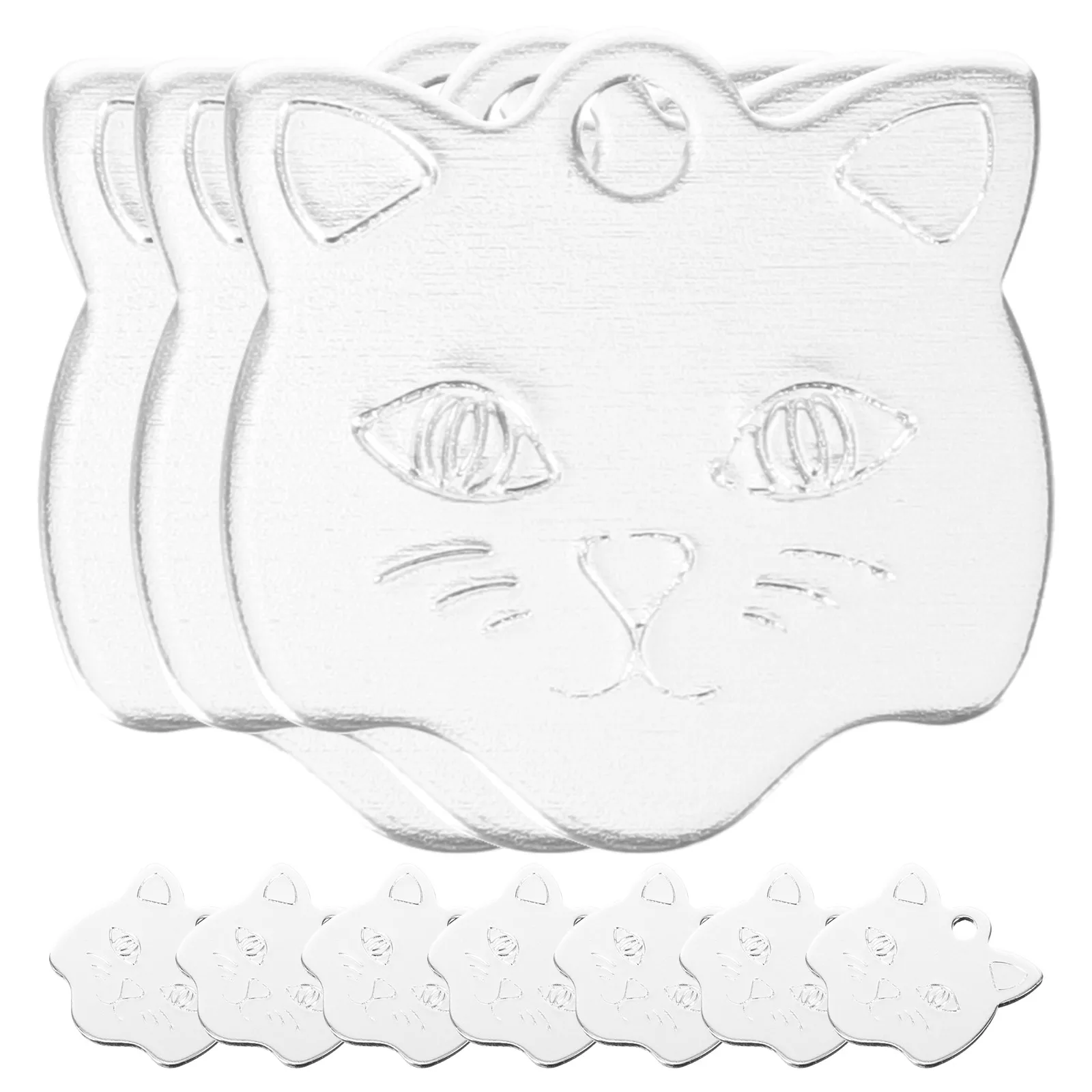 

10 Pcs Pet Tags Dog Name Tags Collar Charms Silver Metal Cats Dogs Small Pets Cat Head Shaped Aluminium Alloy ID Tag