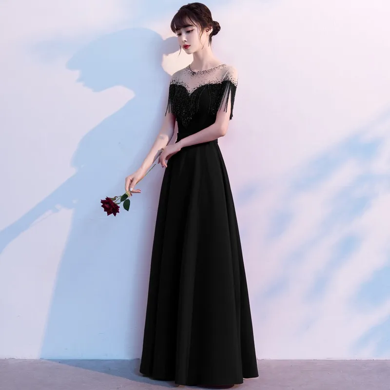 Women's Evening Party Dress 2023 Sleeveless Tassel Round Neck Skirt Slim Fit Elegant Ladies Clothing Women Prom Dresses Vestidos