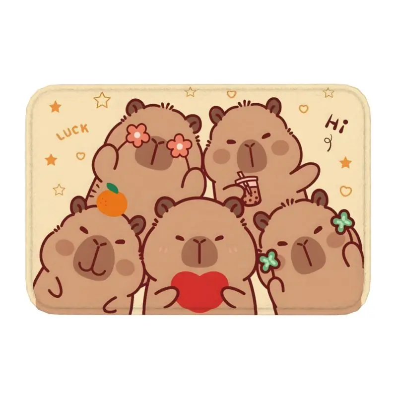 Custom Cute Giant Cavy Capybara Front Door Mat Anti-Slip Indoor Absorbent Doormat Kitchen Balcony Entrance Rug Carpet