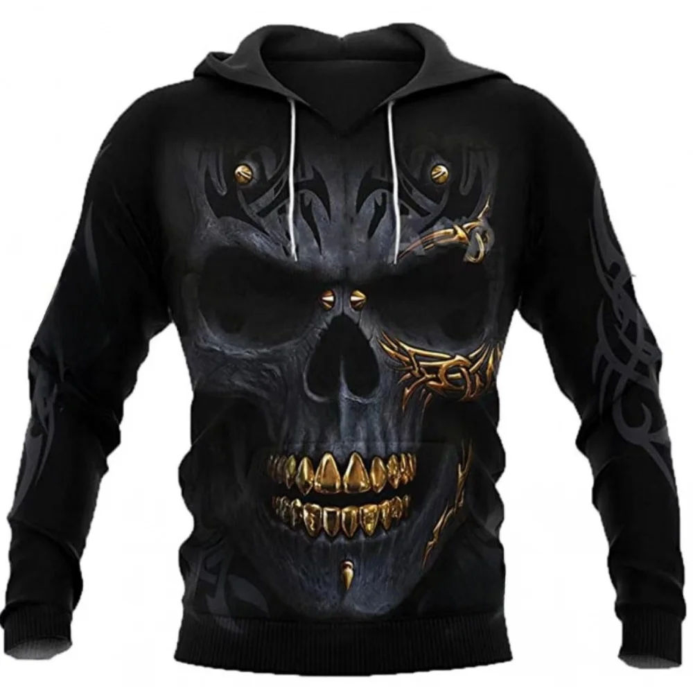 

Мужская толстовка на молнии с 3D-принтом черепа, повседневный кардиган свободного кроя, удобная спортивная куртка с капюшоном