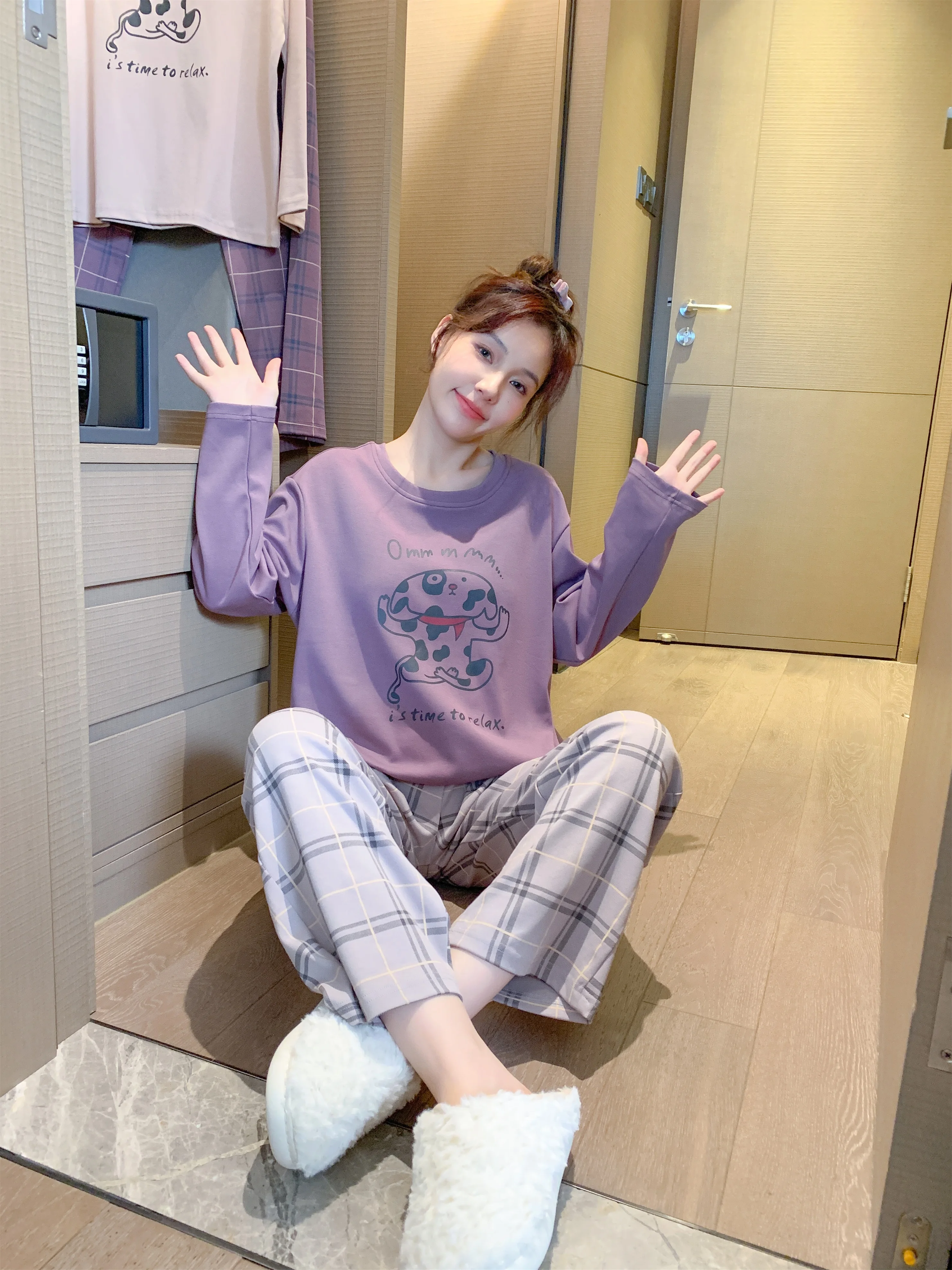 ElyraLux, ropa de dormir para mujer, conjunto de Pijama para mujer, ropa para el hogar, conjuntos de pantalones, pijamas para mujer, Pijama de otoño, ropa de manga larga ﻿