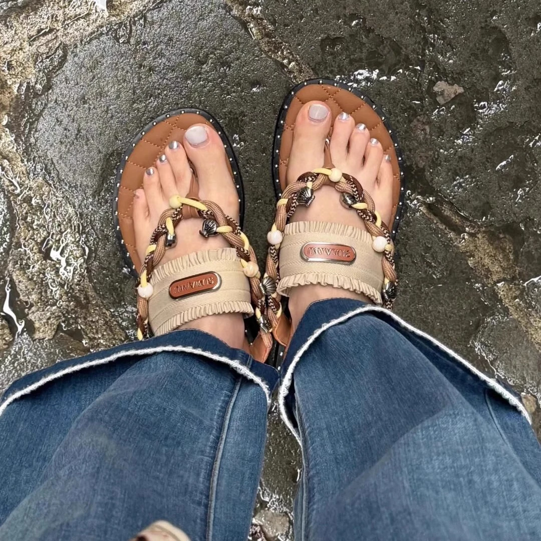 2025 صيف جديد اليدوية شبشب جلدي العصرية موضة الرجال الوجه يتخبط في الهواء الطلق تنفس مريحة الرجال والصنادل البسيطة #2