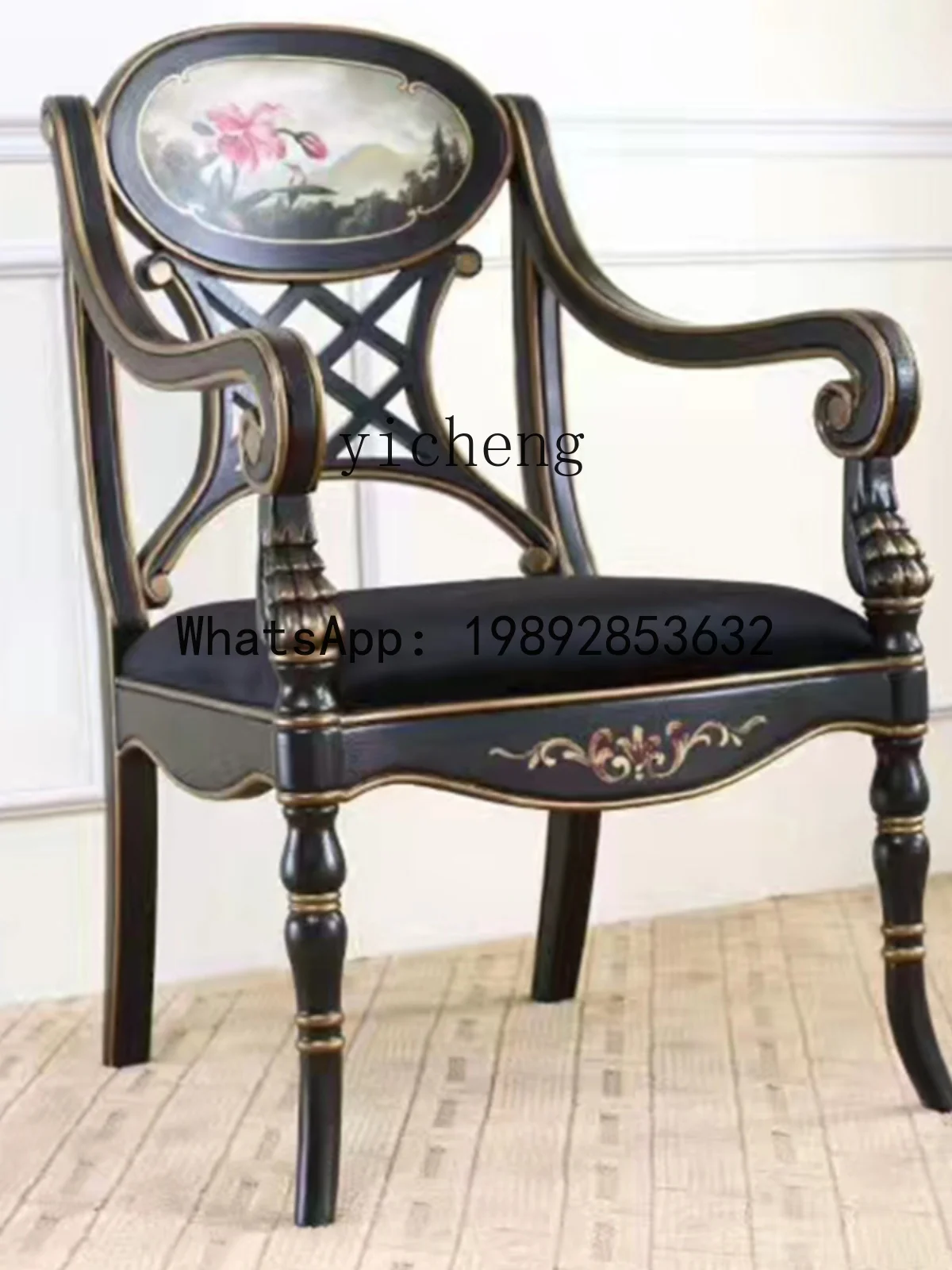 

X6 Leisure Chair Single Armrest Light Luxury Solid Wood French Retro Corduroy Small Apartment Living Room Bedroom Balcony