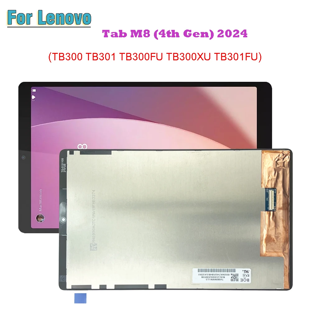 

For Lenovo Tab M8 4th Gen 2024 TB300 TB301 TB300FU TB300XU TB301FU 8.0" LCD Display Touch Screen Digitizer Glass Assembly Repair