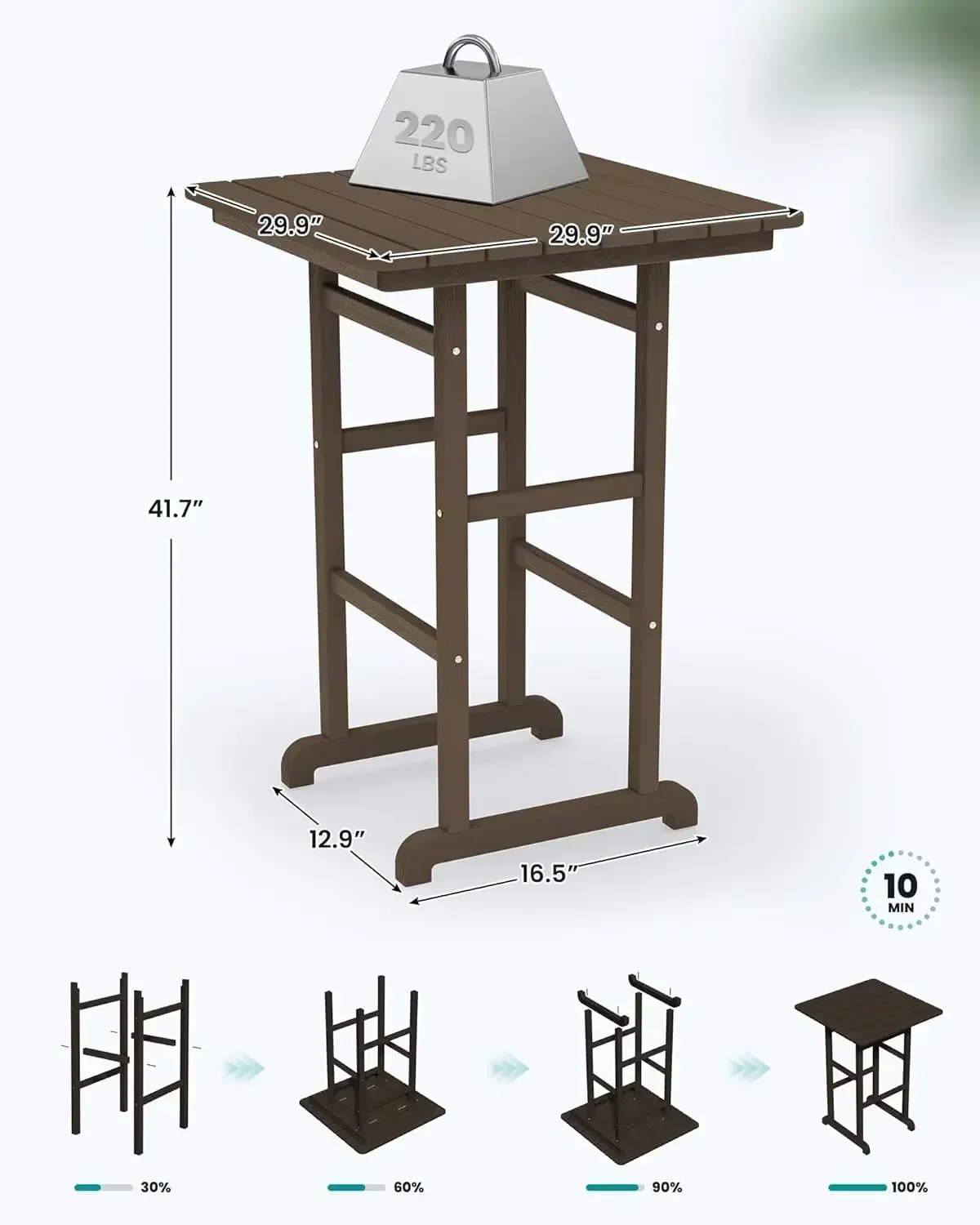 

[XMSJ]Balcony Adirondack Chairs and Table 3 Pieces Set, Oversize Adirondack Bar Height Chairs Set of 2 and Bar Table