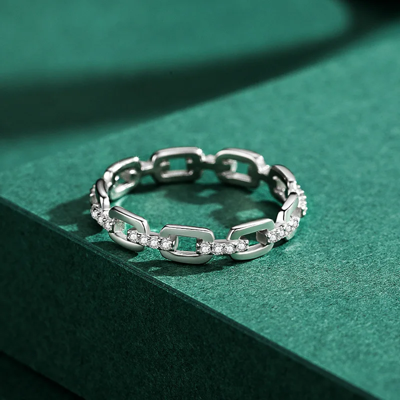 925 Sterling Silver Geometric Clear CZ Ring for Women Exquisite Stackable Finger Rings Wedding Party Statement Jewelry Gift