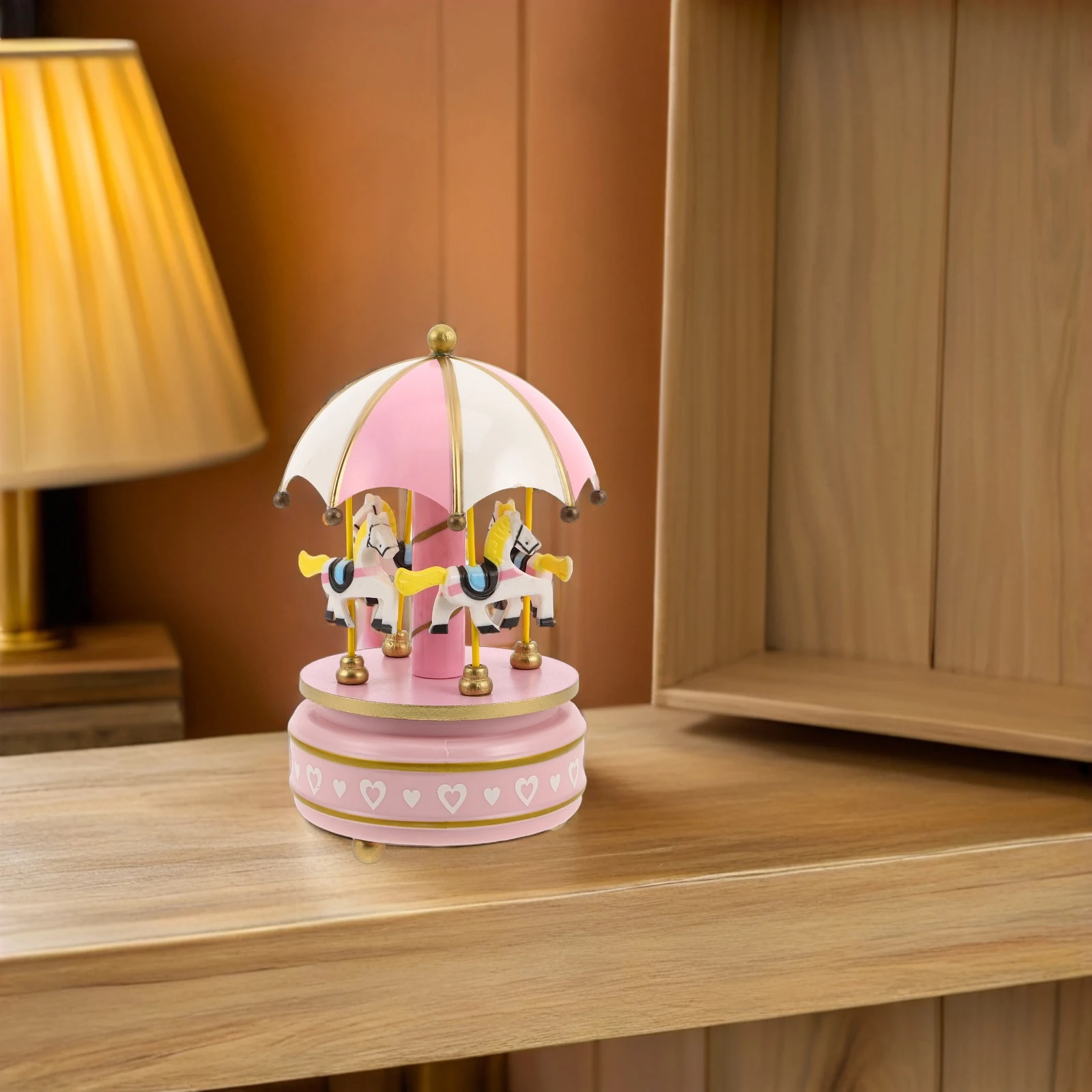 

Rotating Carousel Wind Up Mechanical Ornament Vintage Clockwork Miniature Desktop Decoration Gift For Adults Classic Retro