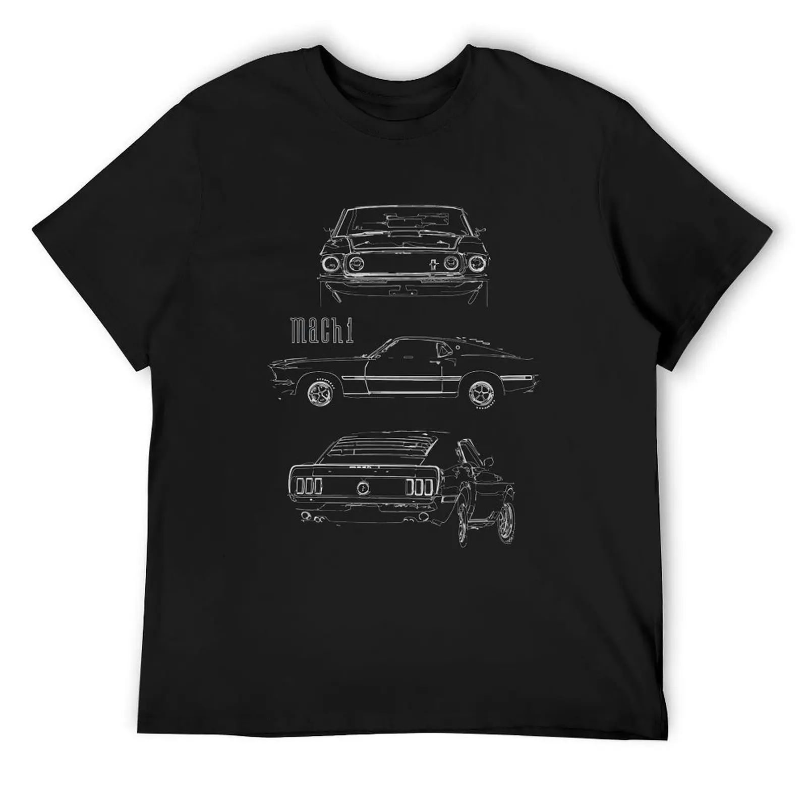 1969 Mustang Mach 1 Fastback Collector Car Outline Art T-Shirt aesthetic clothes oversized vintage clothes shirts men