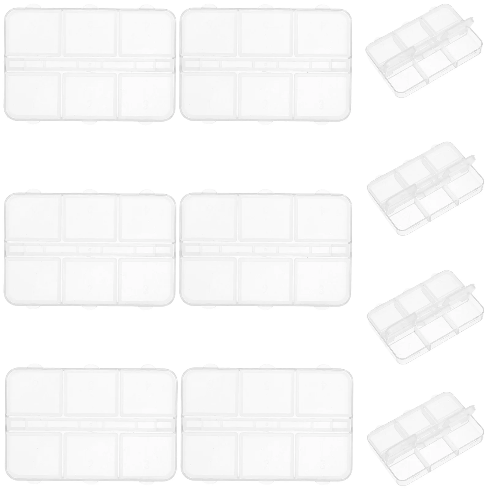 

10pcs Nail Storage Box 6 Grid Transparent Plastic Organizer Bead Charm Container Portable Craft Accessories for Nail
