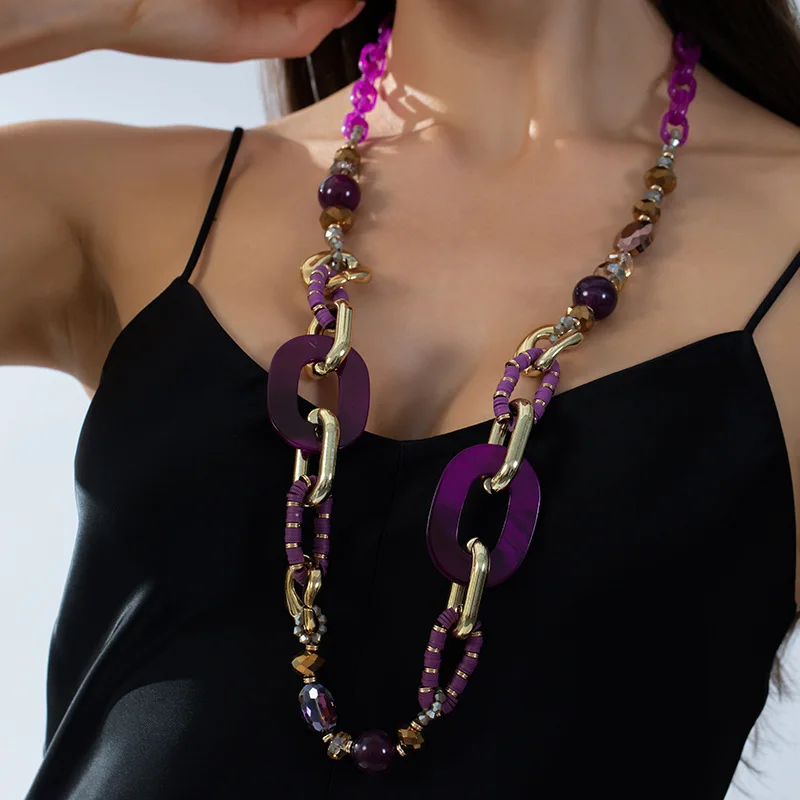 DIY accessories Cross-border ins fashion accessories, retro exaggerated acrylic jewelry, personalized versatile sweater chain, r