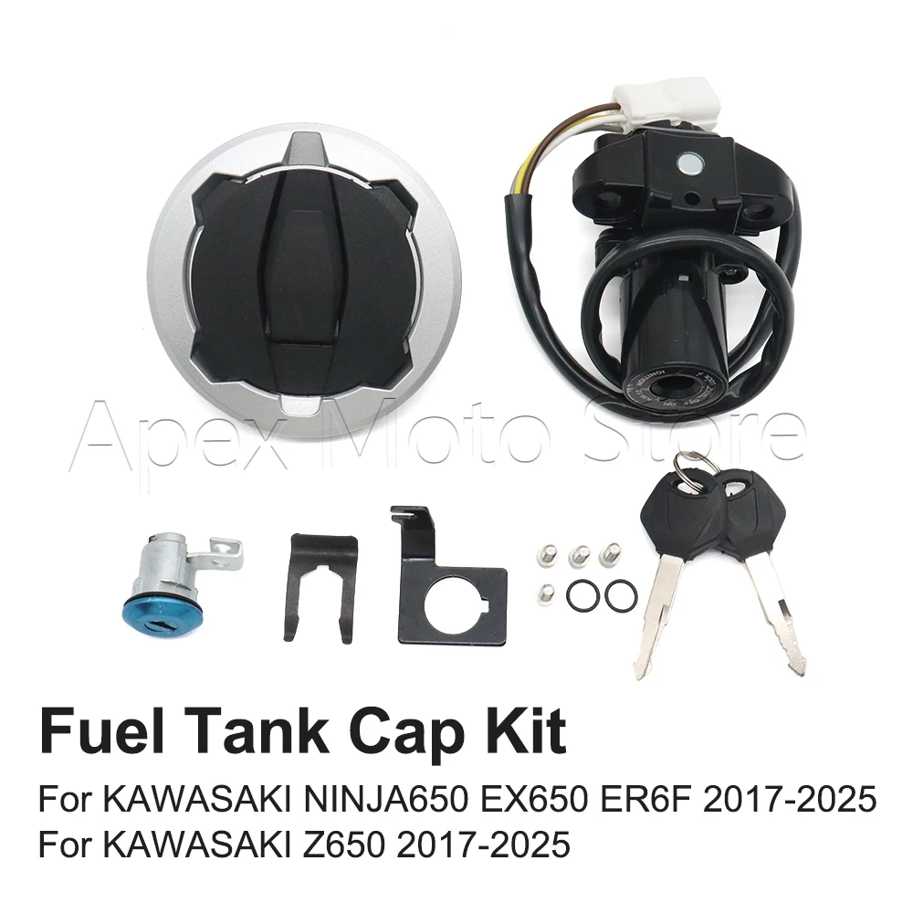 

Motorcycle Ignition Switch Fuel Gas Tank Cap Seat Lock Key Set For KAWASAKI NINJA650 EX650 Z650 ER6F 2017-2025 2024 2023