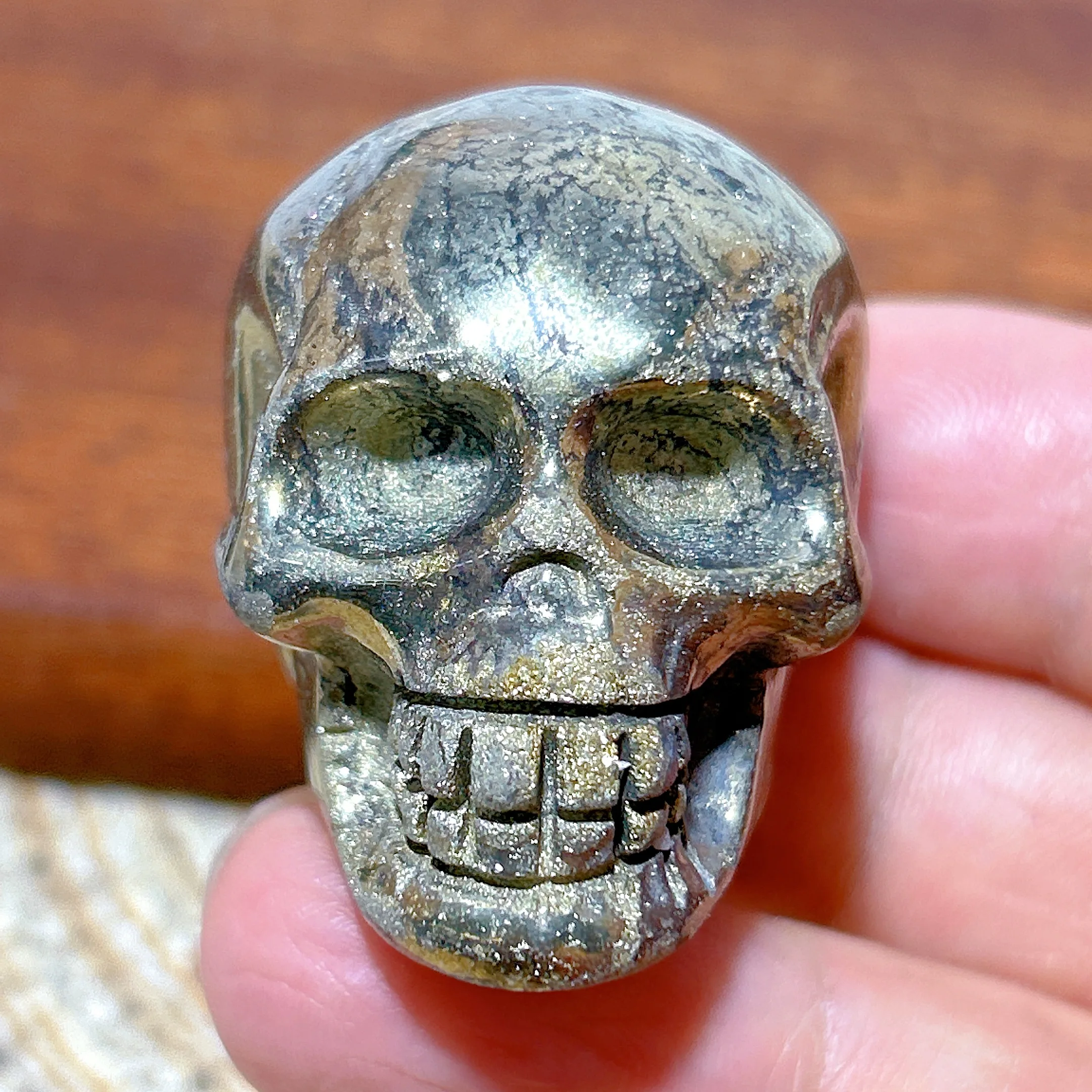

Healing Natural Crystal Pyrite Skull Carving Polished High Quality Energy Gemstone Reiki Home Decorations Room Decor Gift