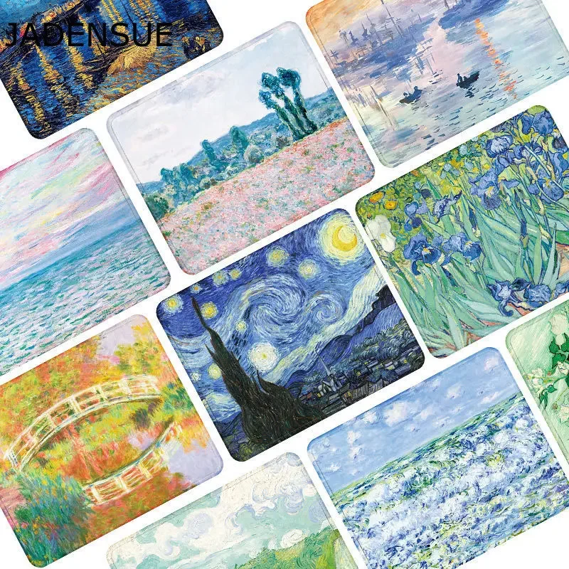 Non-slip Creative Keyboard Mat Gaming Desk Mats Cute Mouse Pad Van Gogh Oil Painting Deskpad Gaming for Office Home Computer