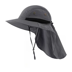 Connectyle Men's Mesh Flap Adjustable Summer Sun Protection Hat UPF50+ Wide Brim Lightweight Breathable Outdoor Fishing Cap