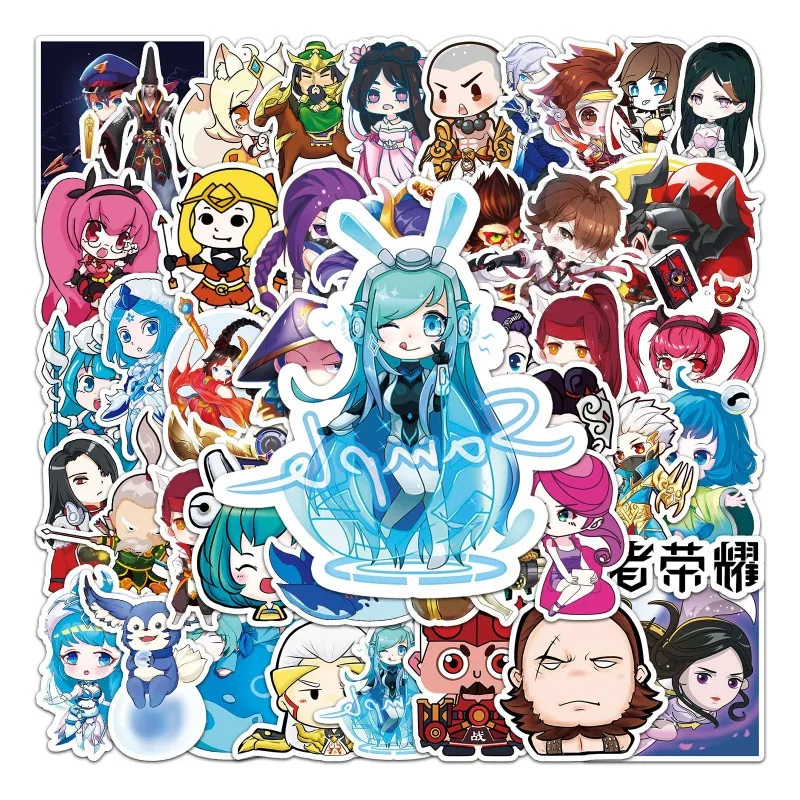 50pcs Honor of Kings Anime Graffiti Stickers Suitcase Water Cup Stationery Mobile Phone Scooter Laptop Refrigerator Decoration