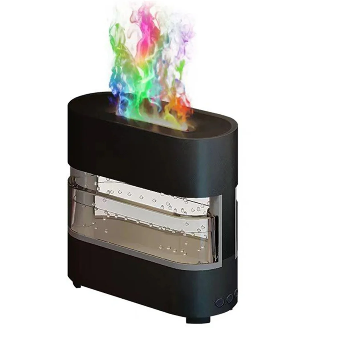 

Simulation Flame Humidifier Colorful Rain and Fire Aroma Diffuser with 7 Colors and Colorful for Home Bedroom,Black