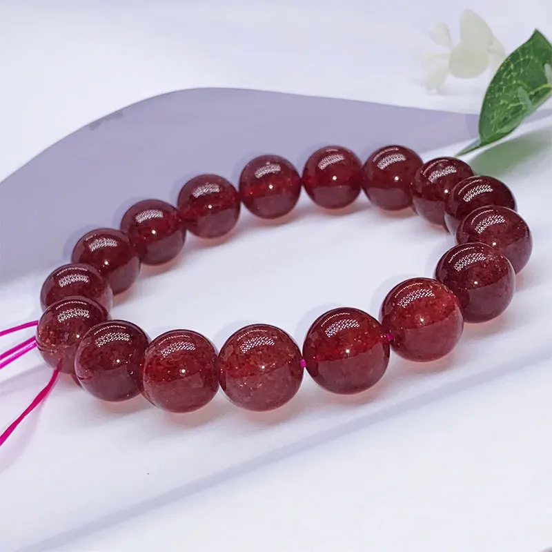 Natural Strawberry Quartz Crystal Bracelet Wholesale Attracting Male Starlight Strawberry Quartz Bracelet