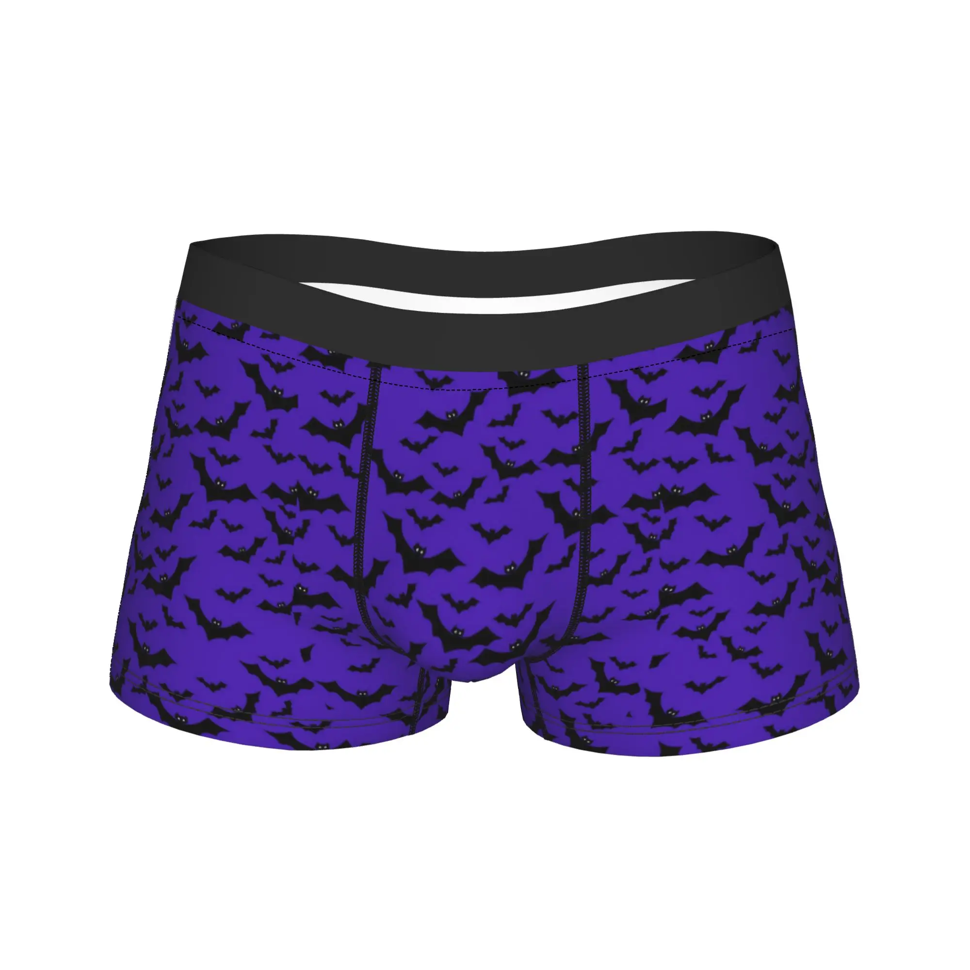 Halloween Dark Purple Bat Pattern Underwear  Custom DIY Boxer Shorts Trenky Men's Underpants Sexy Soft Boxer Brief Gift