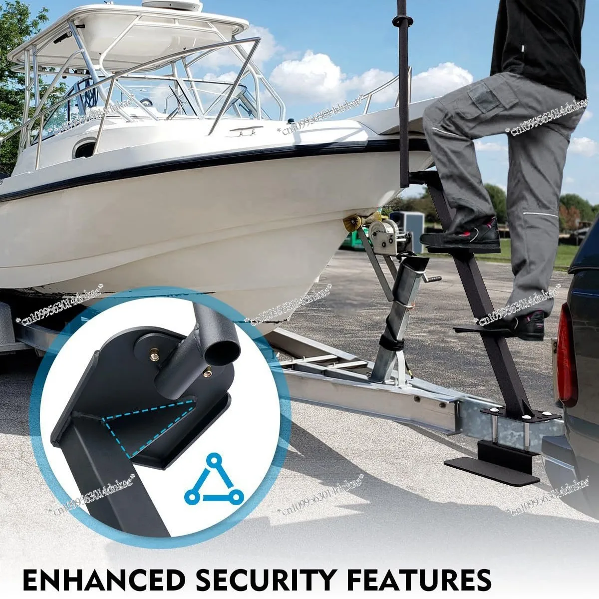 Heavy Duty Marine Trailer Pedals Non-Slip Surface Safety Handles for Deep V-Trailers
