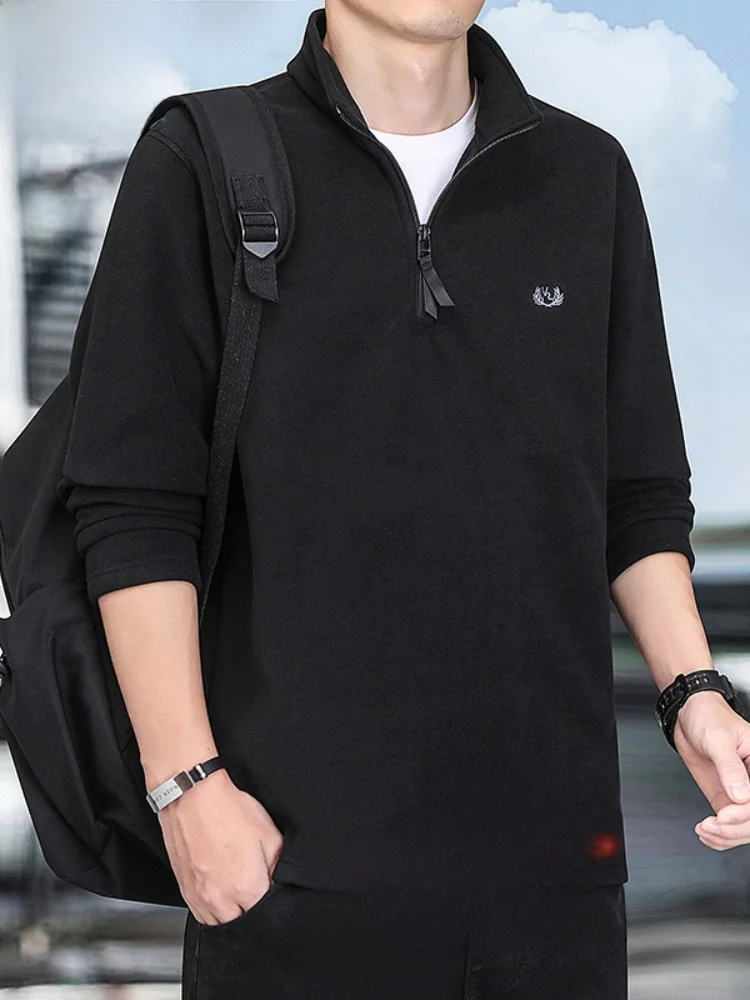 

Мужской свитер Paul Winter с высоким воротником и флисовой подкладкой, теплый базовый слой, повседневный стиль, мягкий полиэстер, длинный рукав, на молнии