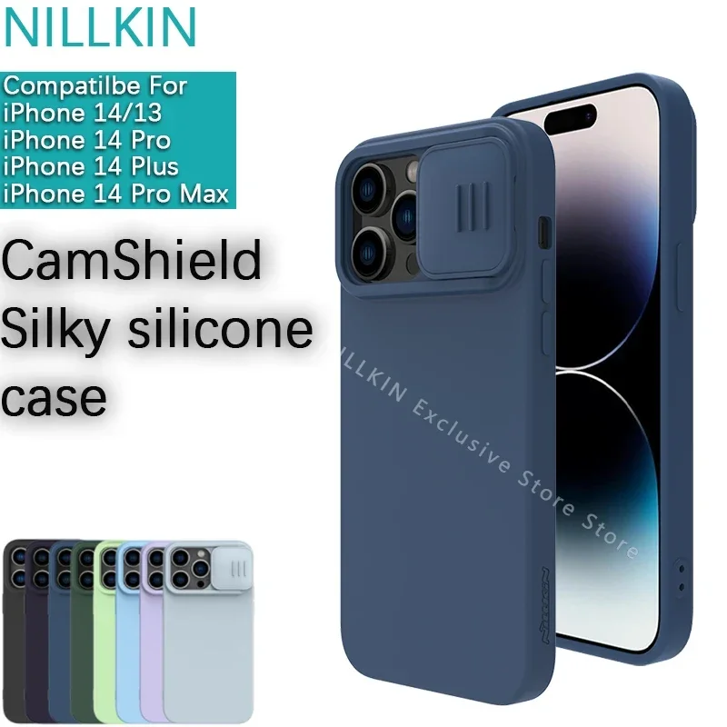 Nillkin For iPhone 13 14 15 Pro Max/14 Plus/15 Plus CamShield Silky silicone Case Lens slide cover phone case protective cover