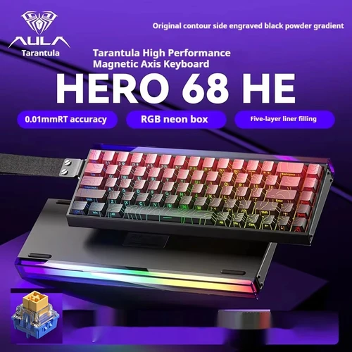 Imagen 2 del producto AULA Hero 68HE teclado magnético RGB luz con cable Hot Swap Esports 8K Gaming Hero68 Teclado mecánico bajo retardo accesorios de PC