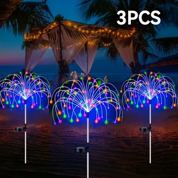 3 Pcs Solar Fireworks Light Ip65 Waterproof Outdoor Holiday Decoration Lights Lawns Outdoor Party Decoration Lighting