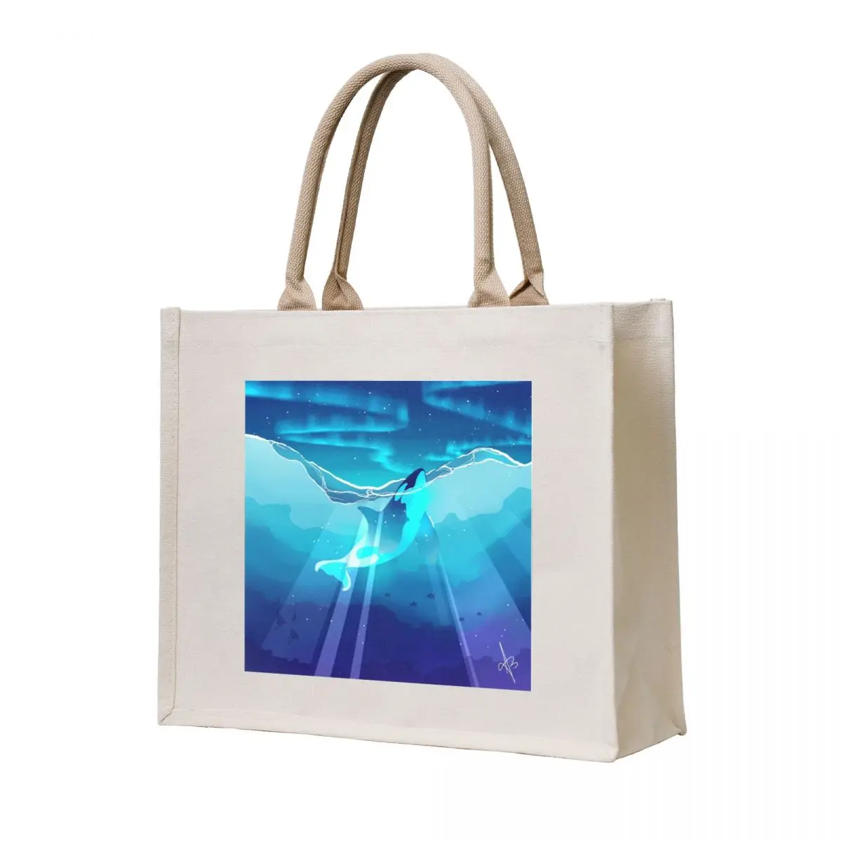 

Artwork- Whale by Night Tote Bag Reusable bags Candy bags Women's beach bags Big bag