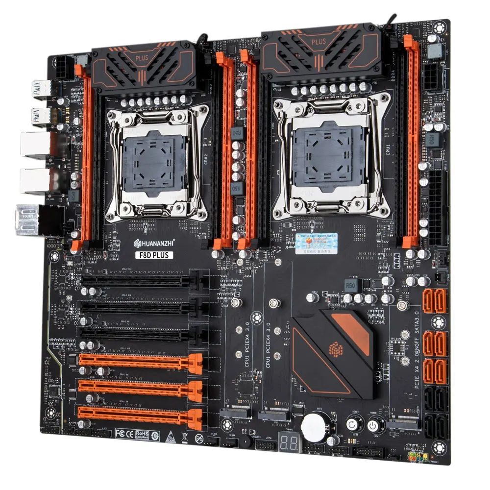 HUANANZHI NEW F8D PLUS X99 Motherboard Dual CPU LGA 2011-3 E5 V3 DDR4 RECC 512GB M.2 NVME NGFF USB3.0 E-ATX Server